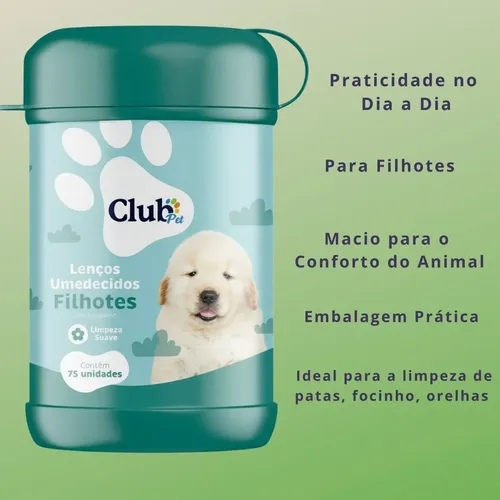 LENÇOS UMIDECIDOS FILHOTES 75UN. CLUBPET