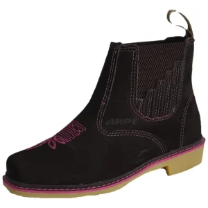 Bota arpe bico quadrado nobuck/café rosa
